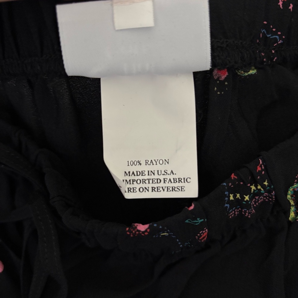 Hot Cotton by Marc Ware Spring Theme Black Wide Leg Pants Size Large Palazzo - Picture 10 of 11